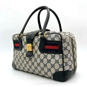 Gucci Beige and Black Canvas Tote